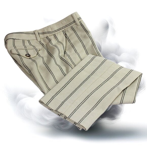 Tory Burch Cream Black Tuxedo Stripe Pants, Size 2 - Picture 4 of 9